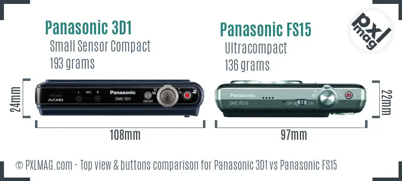 Panasonic 3D1 vs Panasonic FS15 top view buttons comparison