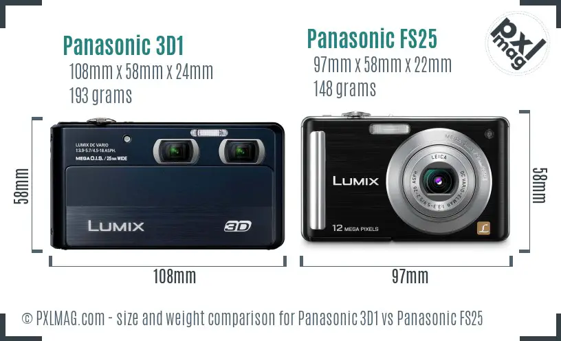 Panasonic 3D1 vs Panasonic FS25 size comparison