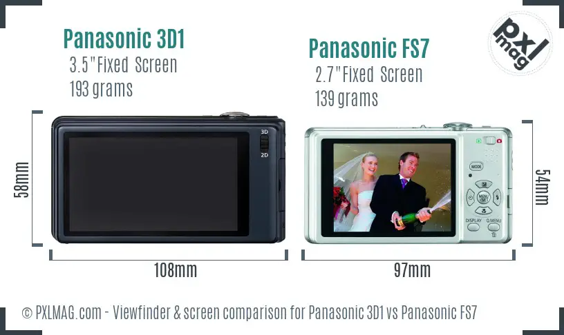 Panasonic 3D1 vs Panasonic FS7 Screen and Viewfinder comparison