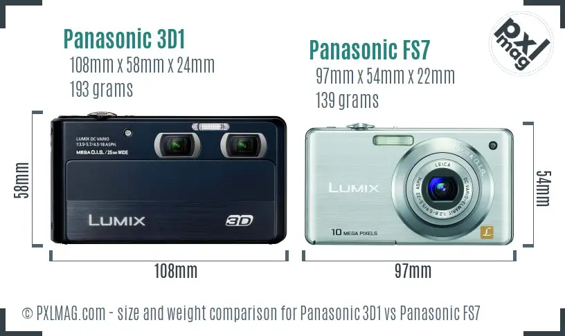 Panasonic 3D1 vs Panasonic FS7 size comparison