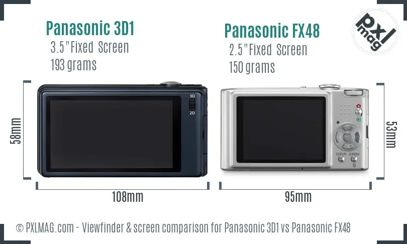 Panasonic 3D1 vs Panasonic FX48 Screen and Viewfinder comparison