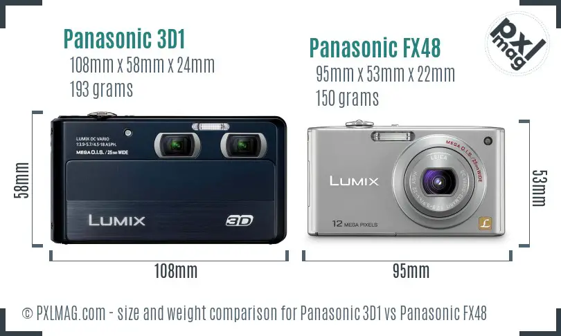 Panasonic 3D1 vs Panasonic FX48 size comparison