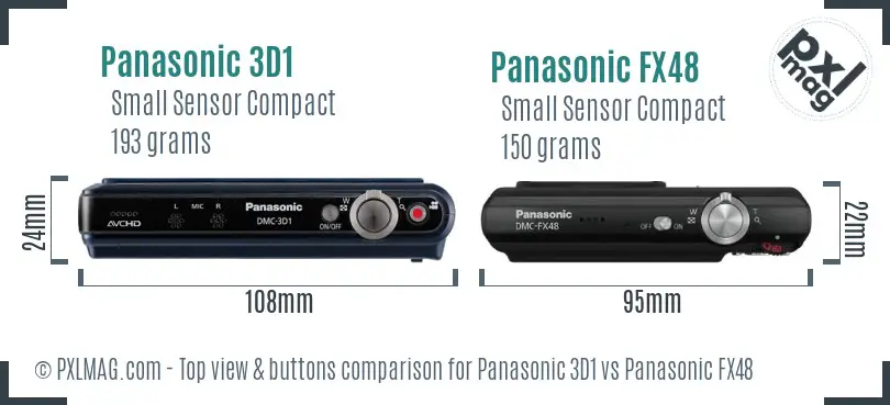 Panasonic 3D1 vs Panasonic FX48 top view buttons comparison