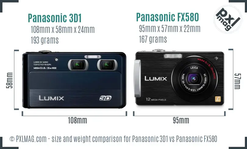 Panasonic 3D1 vs Panasonic FX580 size comparison