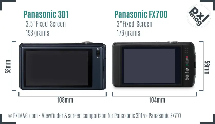 Panasonic 3D1 vs Panasonic FX700 Screen and Viewfinder comparison