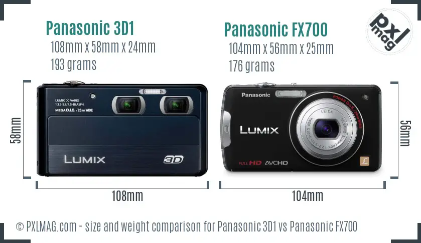 Panasonic 3D1 vs Panasonic FX700 size comparison