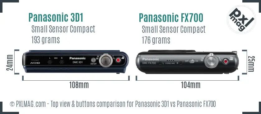 Panasonic 3D1 vs Panasonic FX700 top view buttons comparison