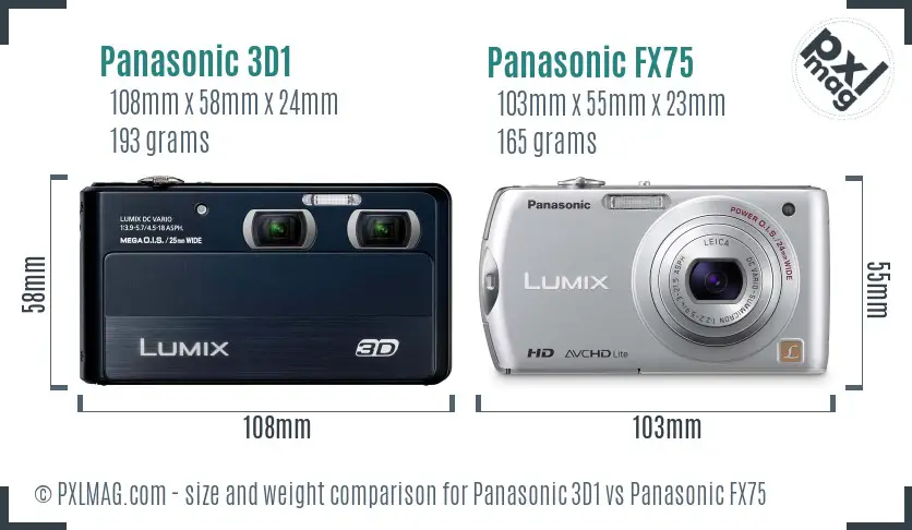 Panasonic 3D1 vs Panasonic FX75 size comparison
