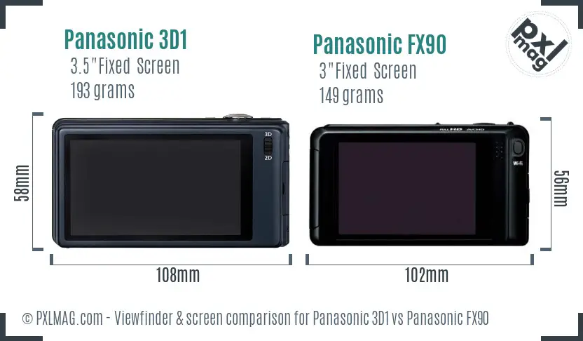 Panasonic 3D1 vs Panasonic FX90 Screen and Viewfinder comparison