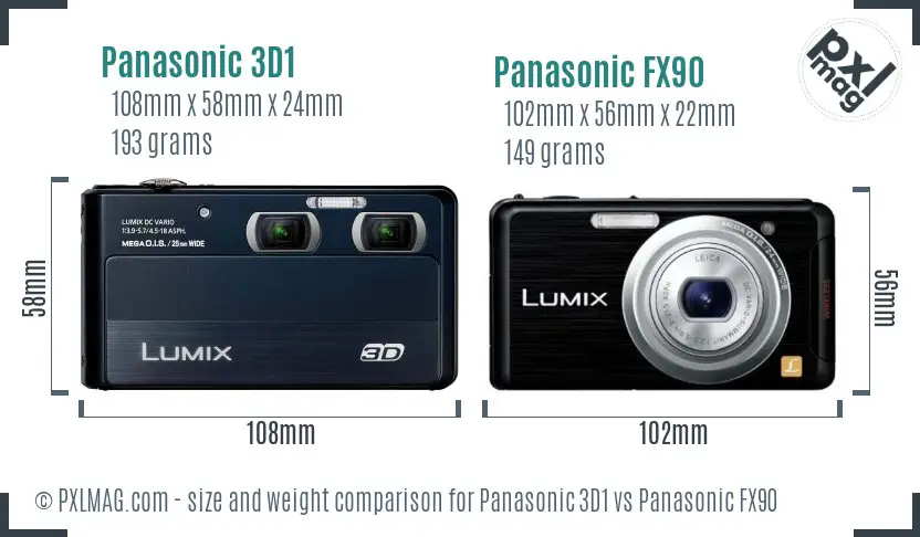 Panasonic 3D1 vs Panasonic FX90 size comparison