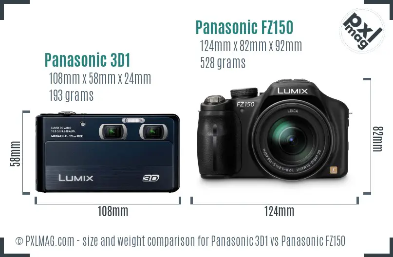 Panasonic 3D1 vs Panasonic FZ150 size comparison Panasonic 3D1 vs Panasonic FZ150 size comparison