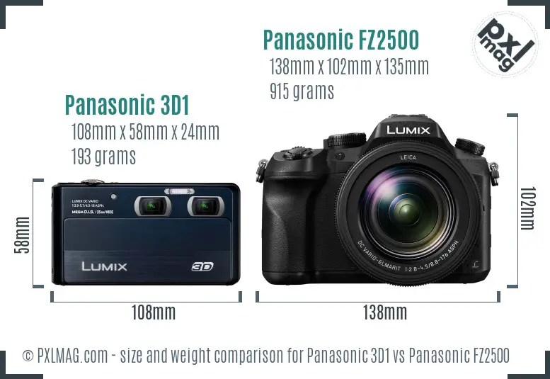 Panasonic 3D1 vs Panasonic FZ2500 size comparison