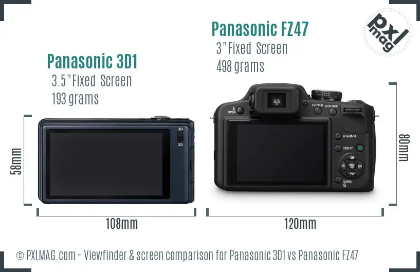 Panasonic 3D1 vs Panasonic FZ47 Screen and Viewfinder comparison