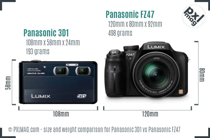 Panasonic 3D1 vs Panasonic FZ47 size comparison