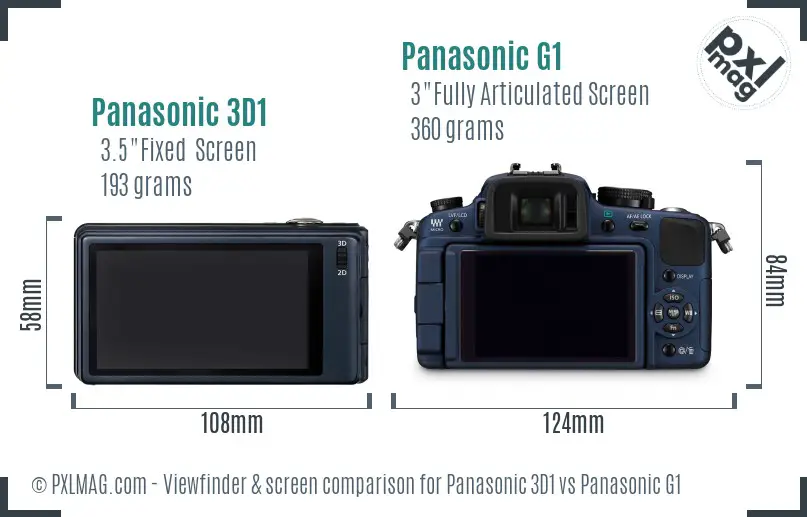 Panasonic 3D1 vs Panasonic G1 Screen and Viewfinder comparison