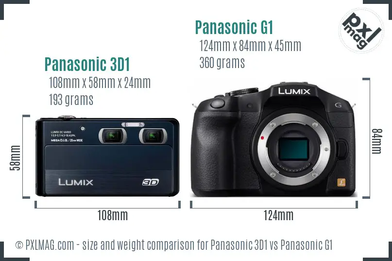 Panasonic 3D1 vs Panasonic G1 size comparison