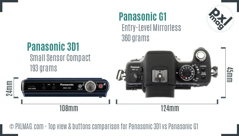 Panasonic 3D1 vs Panasonic G1 top view buttons comparison