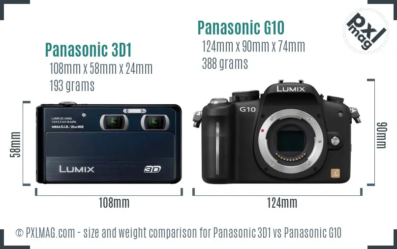 Panasonic 3D1 vs Panasonic G10 size comparison