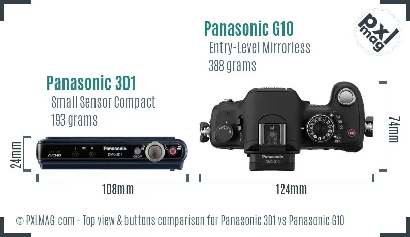 Panasonic 3D1 vs Panasonic G10 top view buttons comparison