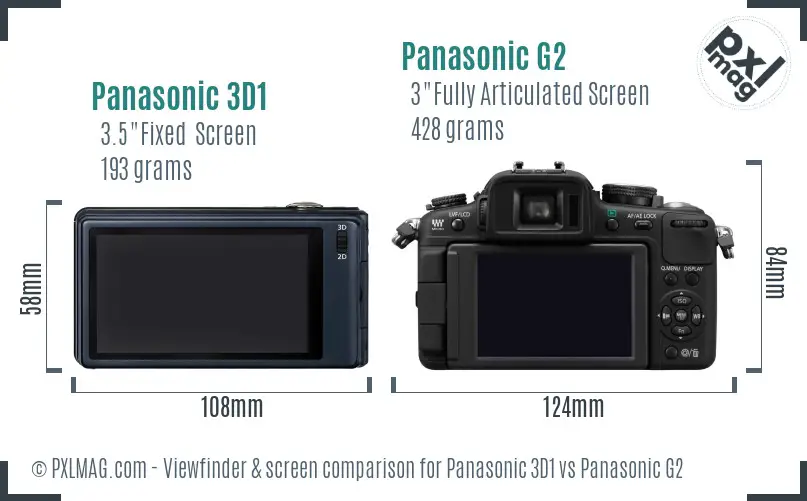 Panasonic 3D1 vs Panasonic G2 Screen and Viewfinder comparison
