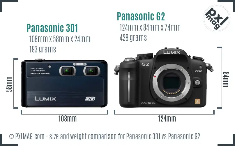 Panasonic 3D1 vs Panasonic G2 size comparison