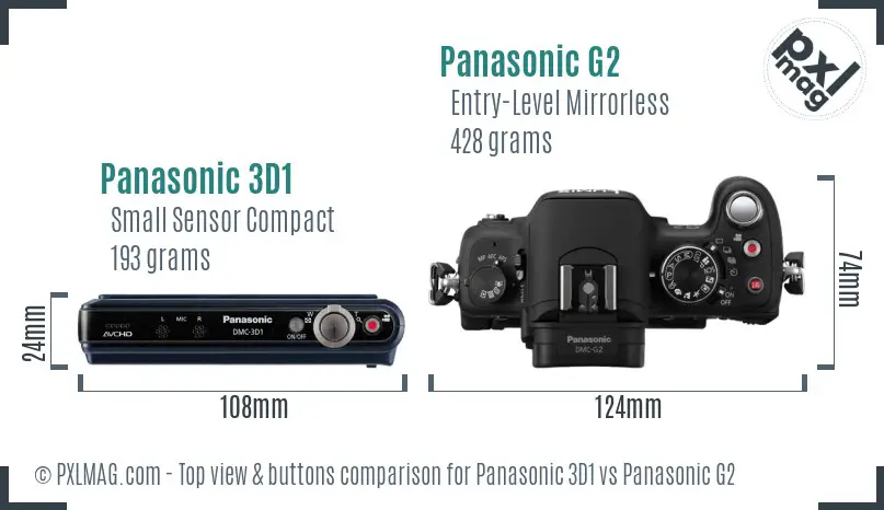 Panasonic 3D1 vs Panasonic G2 top view buttons comparison