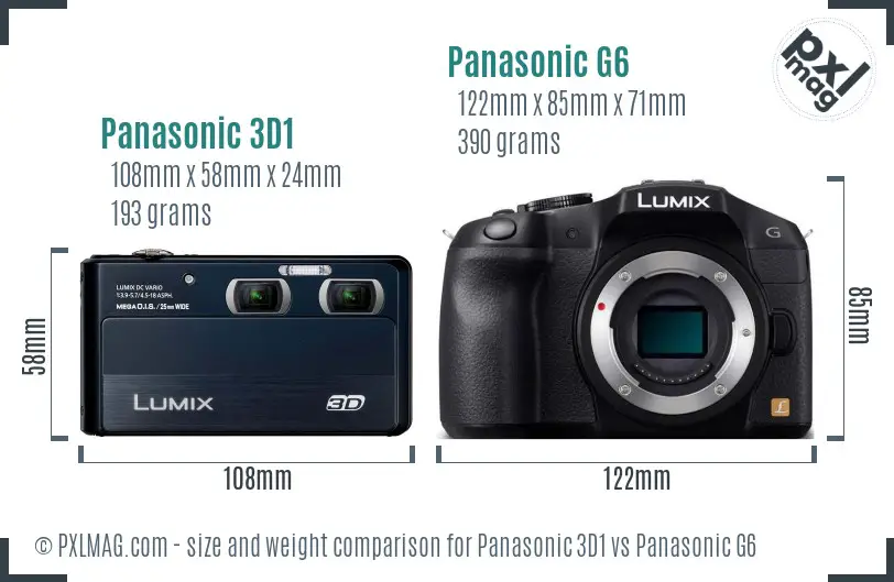 Panasonic 3D1 vs Panasonic G6 size comparison