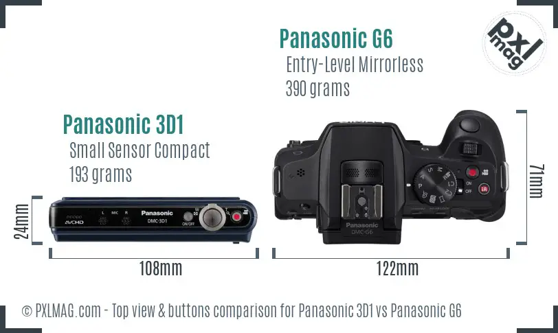 Panasonic 3D1 vs Panasonic G6 top view buttons comparison