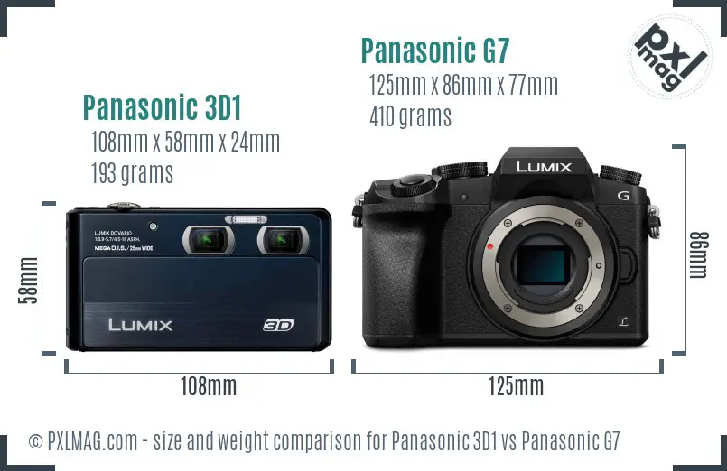 Panasonic 3D1 vs Panasonic G7 size comparison
