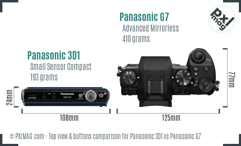 Panasonic 3D1 vs Panasonic G7 top view buttons comparison
