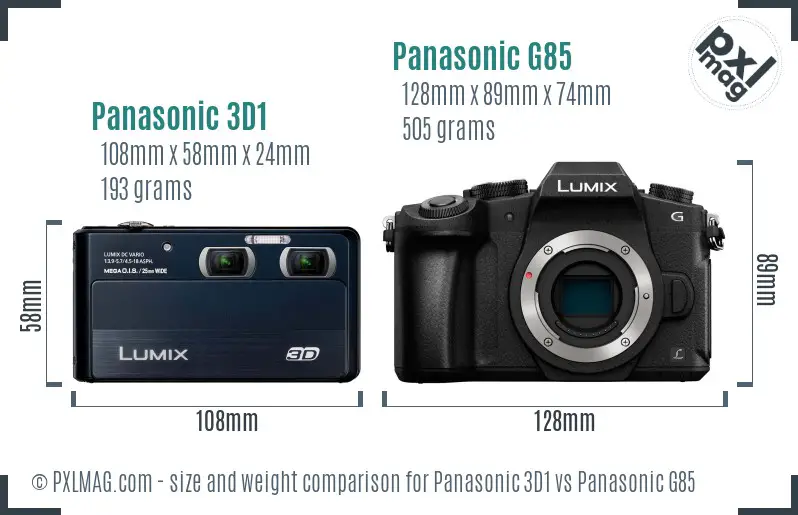 Panasonic 3D1 vs Panasonic G85 size comparison