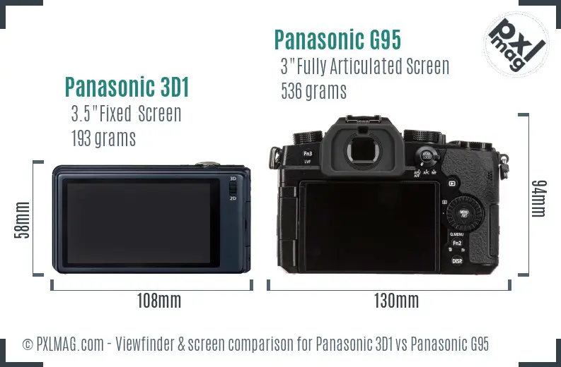 Panasonic 3D1 vs Panasonic G95 Screen and Viewfinder comparison