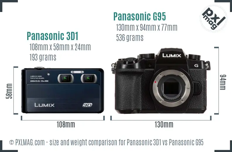 Panasonic 3D1 vs Panasonic G95 size comparison
