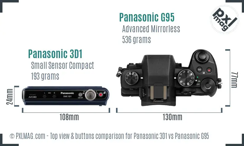 Panasonic 3D1 vs Panasonic G95 top view buttons comparison