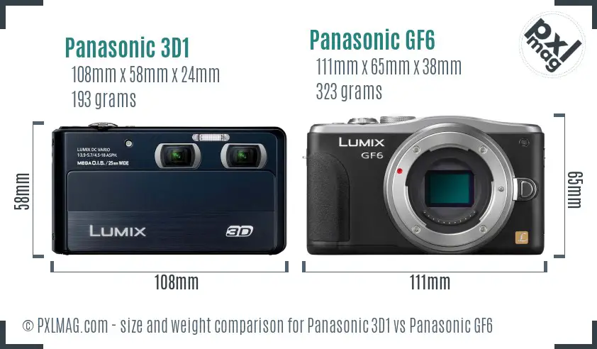 Panasonic 3D1 vs Panasonic GF6 size comparison
