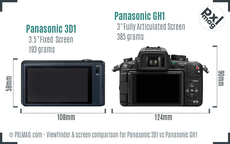 Panasonic 3D1 vs Panasonic GH1 Screen and Viewfinder comparison
