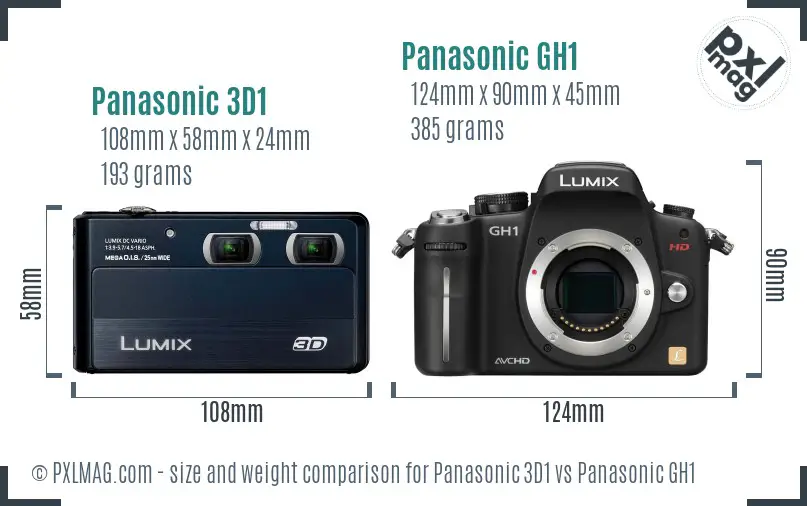 Panasonic 3D1 vs Panasonic GH1 size comparison