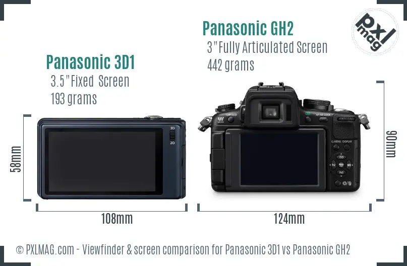 Panasonic 3D1 vs Panasonic GH2 Screen and Viewfinder comparison