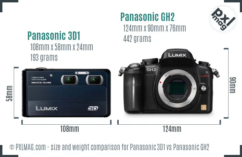 Panasonic 3D1 vs Panasonic GH2 size comparison