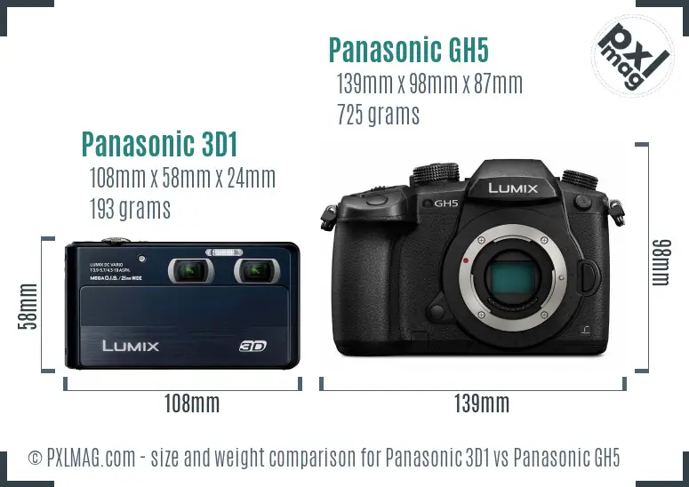 Panasonic 3D1 vs Panasonic GH5 size comparison Panasonic 3D1 vs Panasonic GH5 size comparison