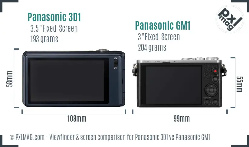 Panasonic 3D1 vs Panasonic GM1 Screen and Viewfinder comparison