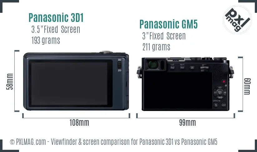 Panasonic 3D1 vs Panasonic GM5 Screen and Viewfinder comparison