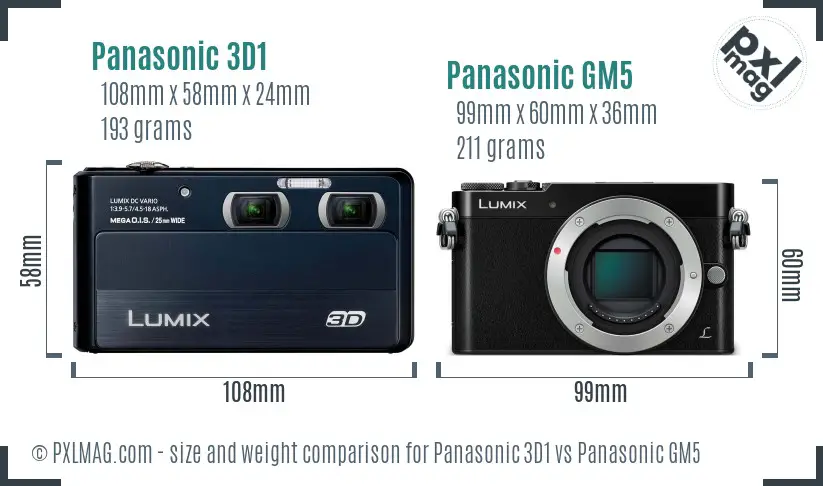 Panasonic 3D1 vs Panasonic GM5 size comparison