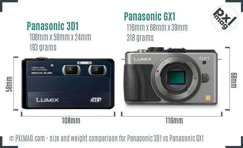 Panasonic 3D1 vs Panasonic GX1 size comparison Panasonic 3D1 vs Panasonic GX1 size comparison