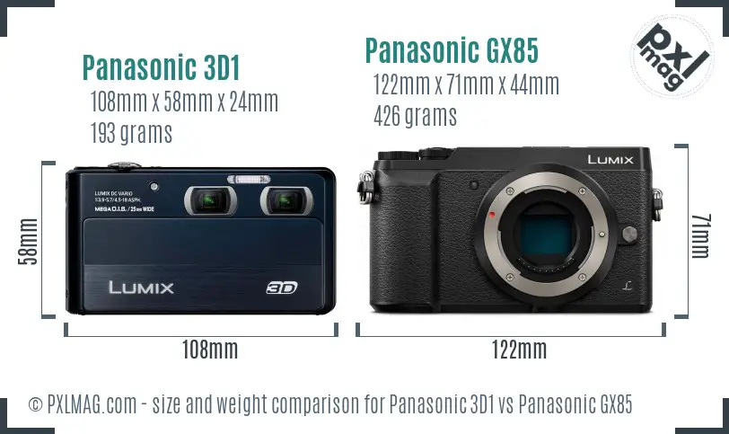 Panasonic 3D1 vs Panasonic GX85 size comparison