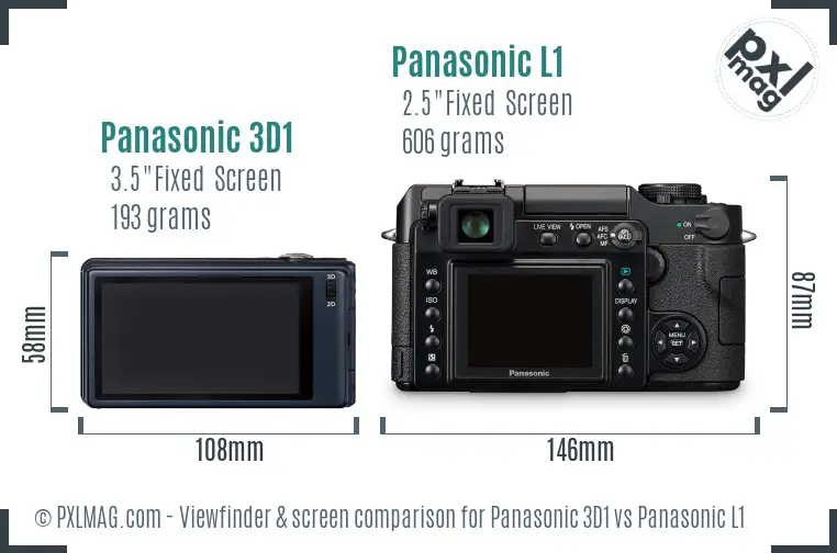 Panasonic 3D1 vs Panasonic L1 Screen and Viewfinder comparison