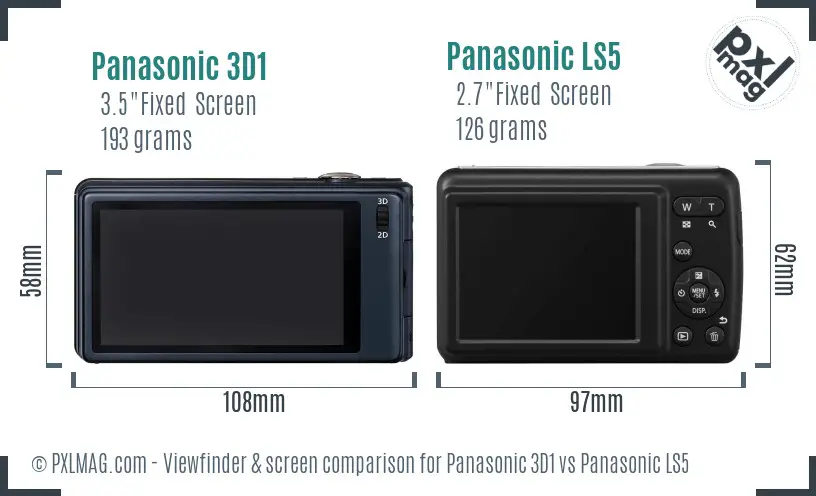 Panasonic 3D1 vs Panasonic LS5 Screen and Viewfinder comparison Panasonic 3D1 vs Panasonic LS5 Screen and Viewfinder comparison