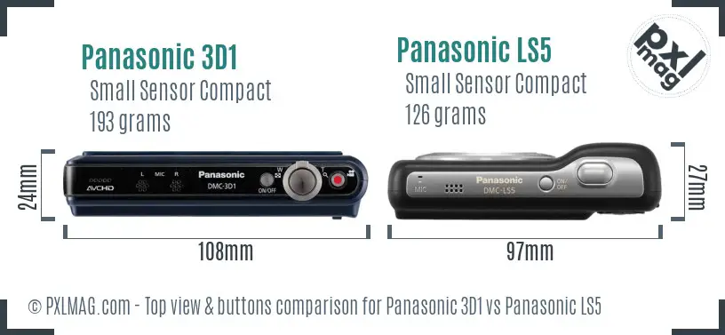 Panasonic 3D1 vs Panasonic LS5 top view buttons comparison Panasonic 3D1 vs Panasonic LS5 top view buttons comparison