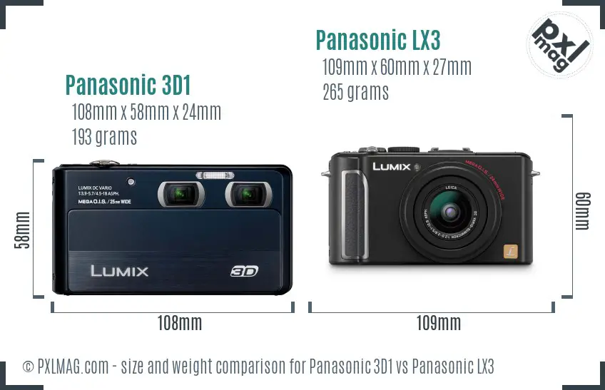 Panasonic 3D1 vs Panasonic LX3 size comparison