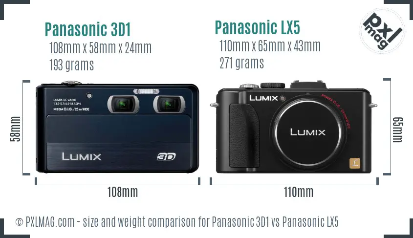 Panasonic 3D1 vs Panasonic LX5 size comparison